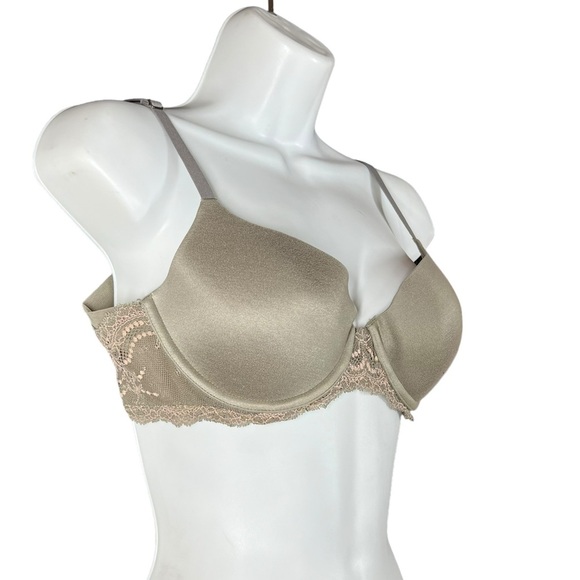 Spanx Undietectable Moss Green With Pink Lace Trim Underwire Bra Women's 34B - Picture 3 of 17